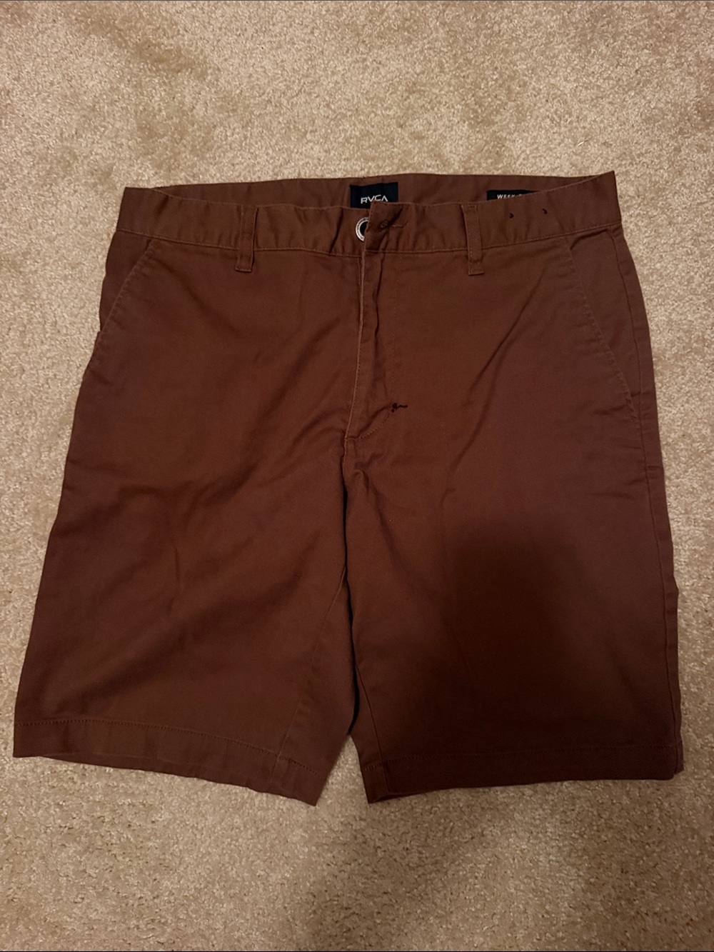 RVCA Men's Dark Brown Flat Front Shorts